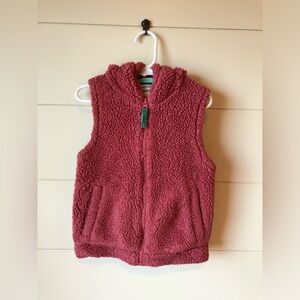 Mini Boden Hooded Pink Sherpa Vest Girls 4-5